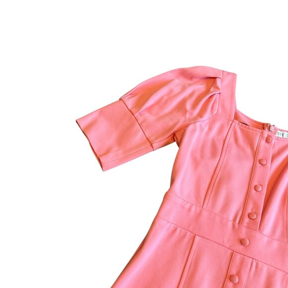 Ivy City Co Lindsay Dress Coral Button-Front Sheath Fit Short Sleeves Size Small - Picture 3 of 11